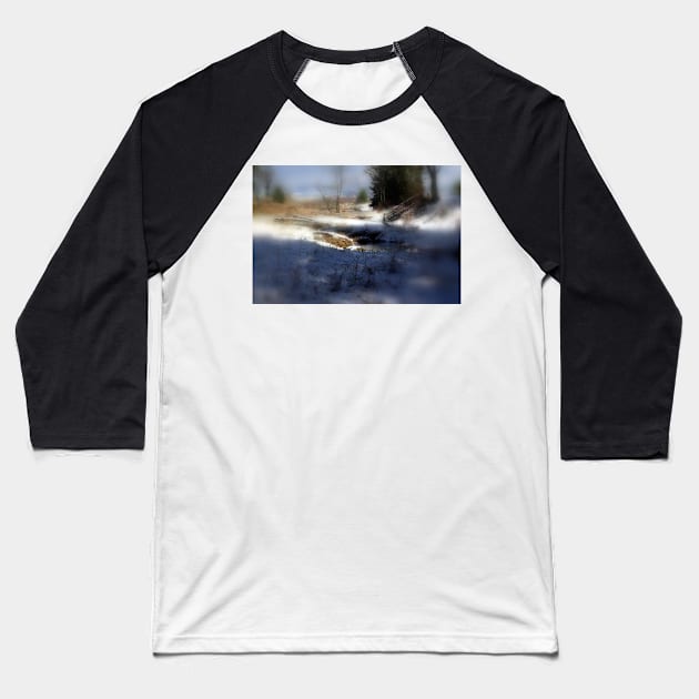 snowy Oregon forest , Fox Creek 7 Baseball T-Shirt by DlmtleArt